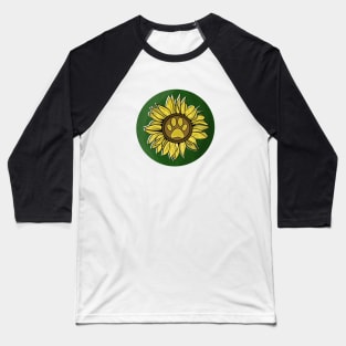 Dog Lover - Sunflower Paw Print Baseball T-Shirt